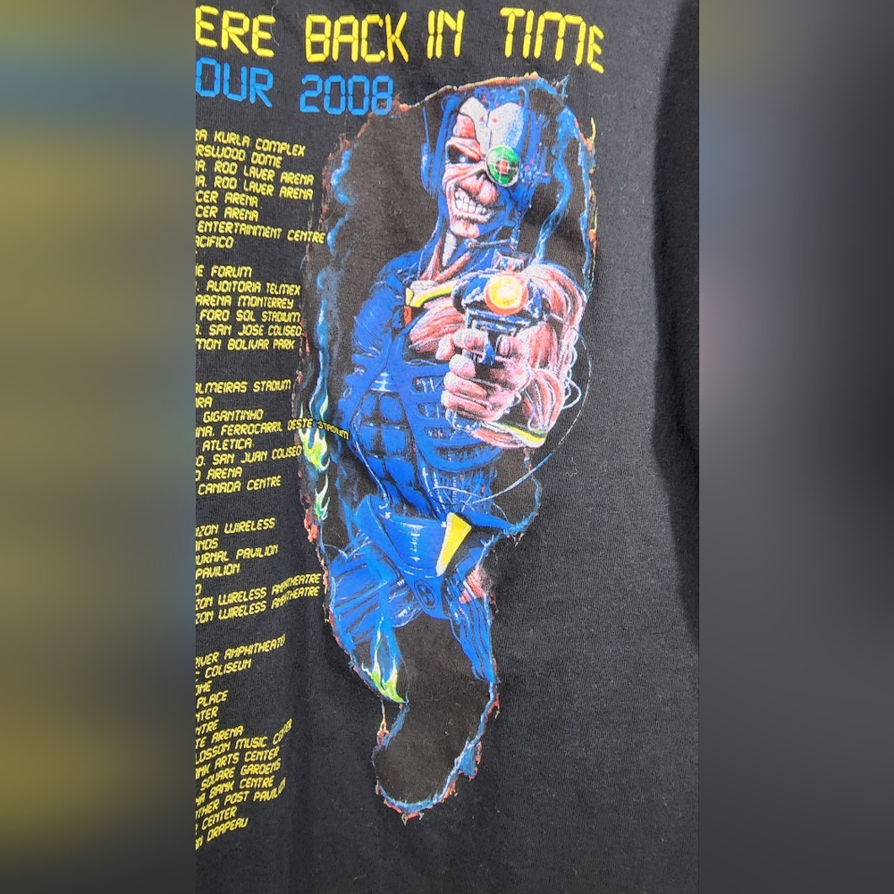 🤟 IRON MAIDEN 2008 SOMEWHERE BACK IN TIME WORLD TOUR SHIRT - MEDIUM 🤟 - Picture 5 of 12